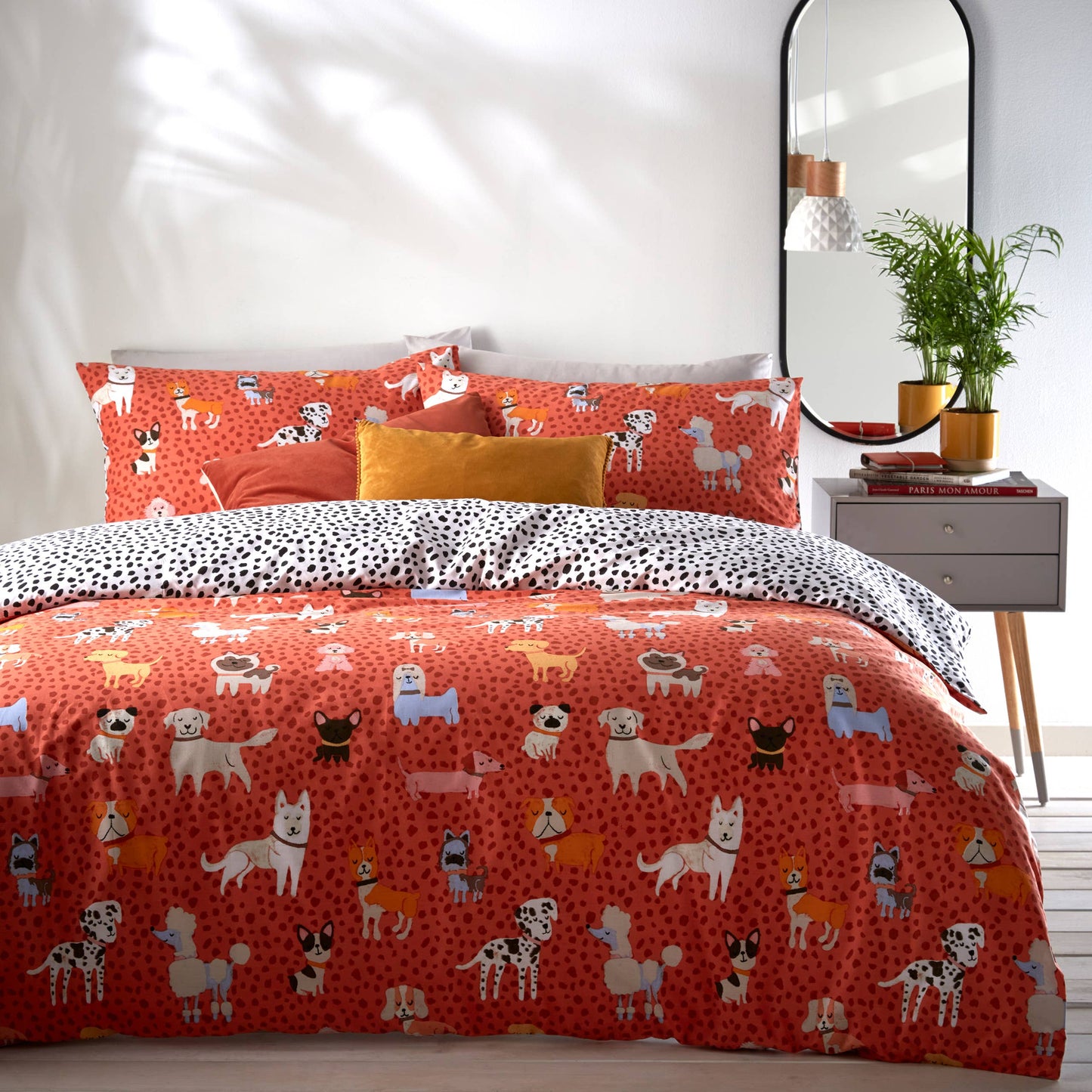 Ensemble de housse de couette Woofers pour chiens Coral: Corail / Roi