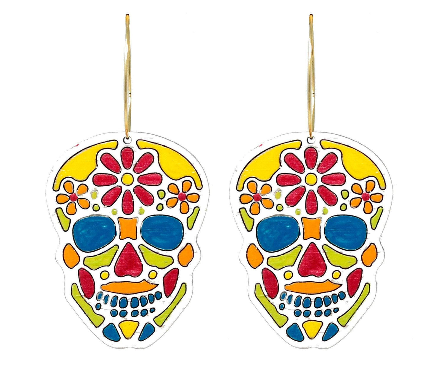 Créoles en forme de tête de mort en sucre peintes Day of the Dead