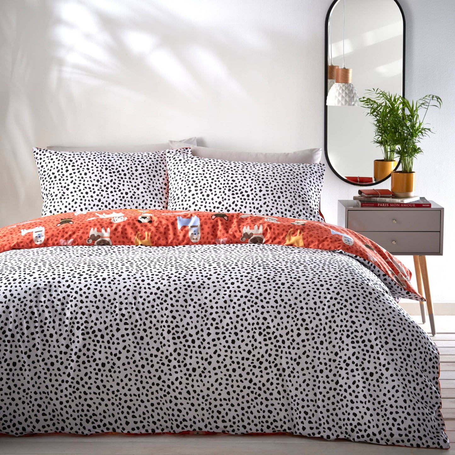 Ensemble de housse de couette Woofers pour chiens Coral: Corail / Roi