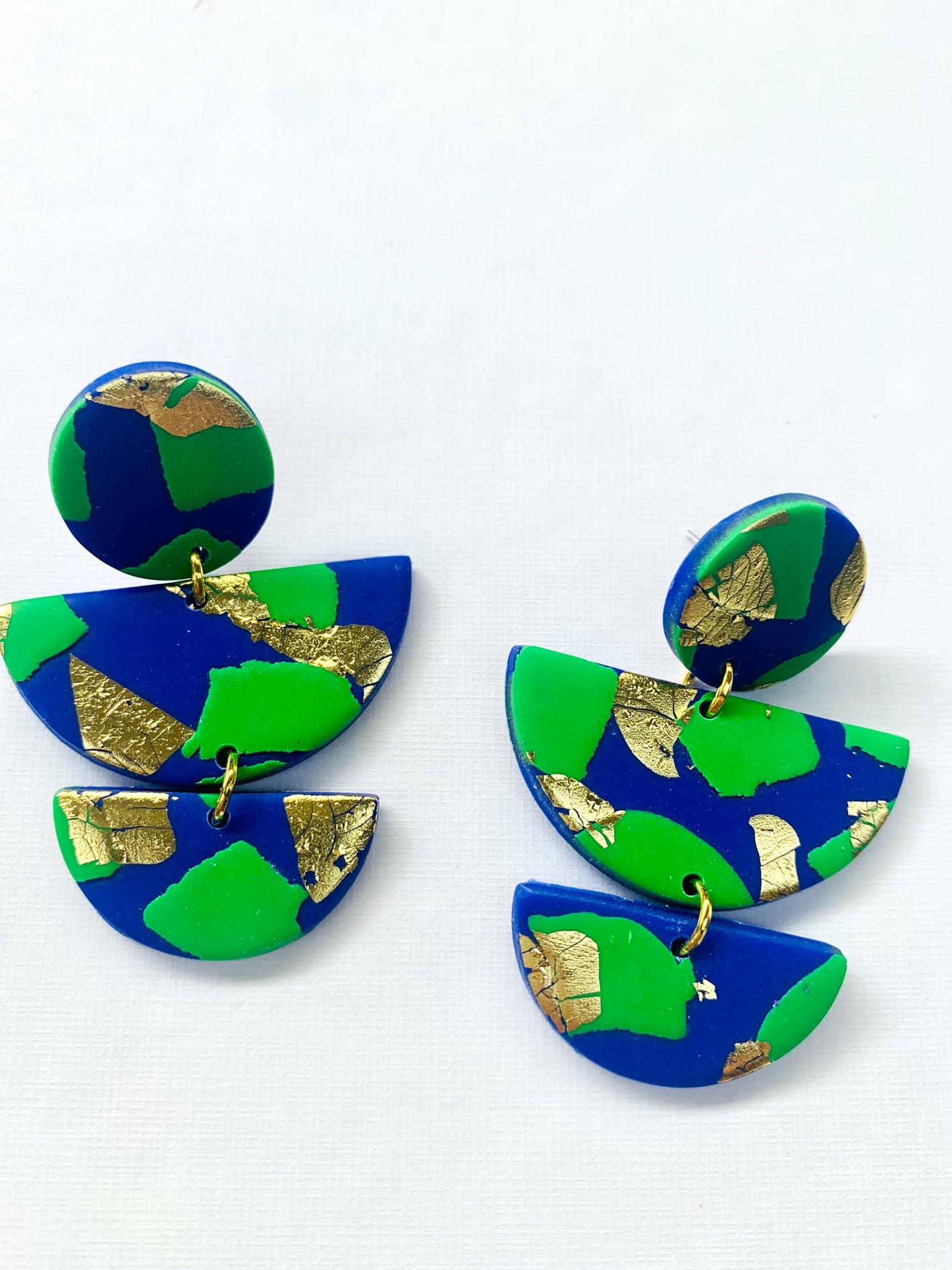 Boucles d'oreilles Vert et Bleu