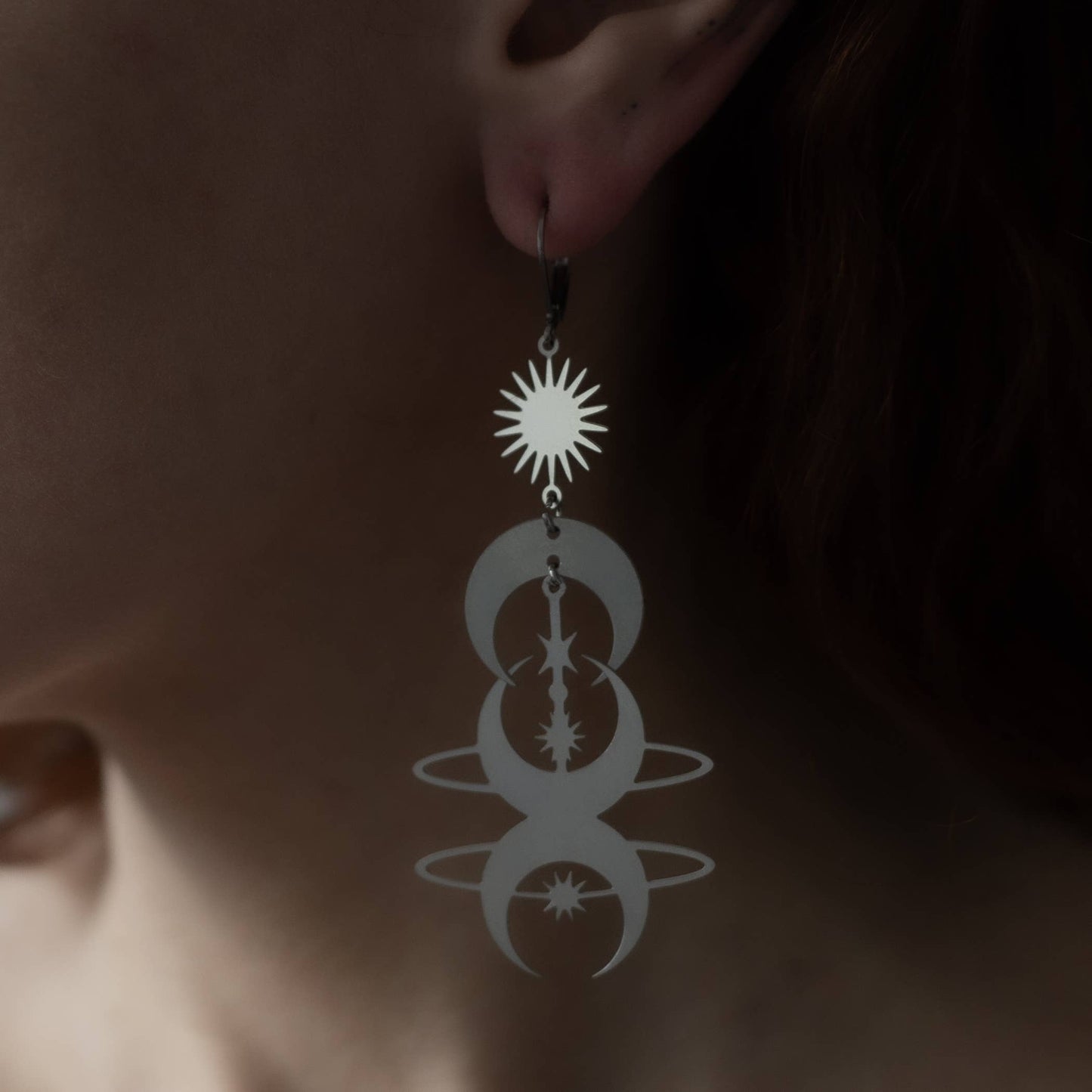 Bijoux Géométriques Célestes | Boucles Lune Acier | La Ptite Boutique