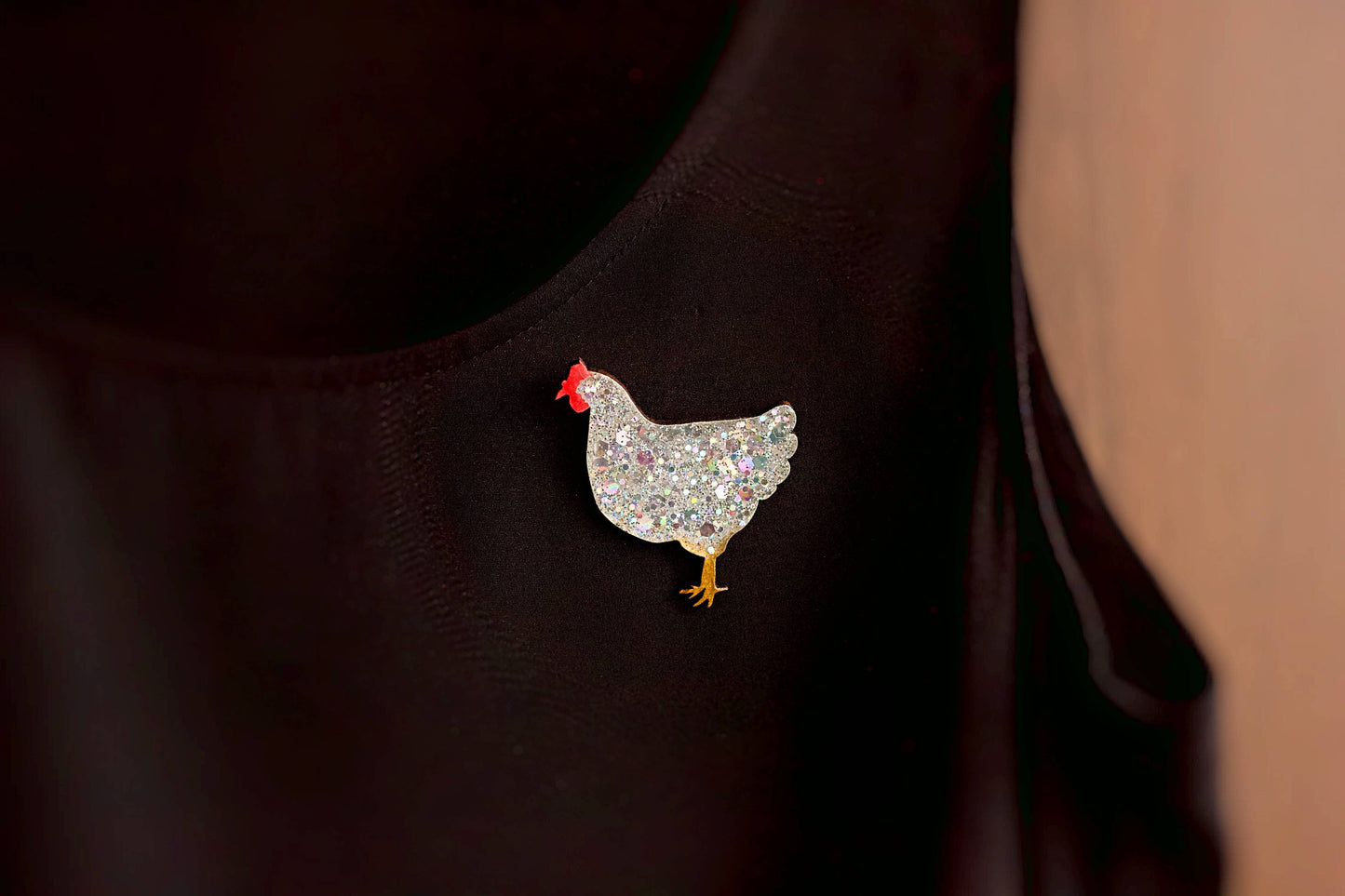 Broche en forme d'épingle à poulet - Fabriquée à la main