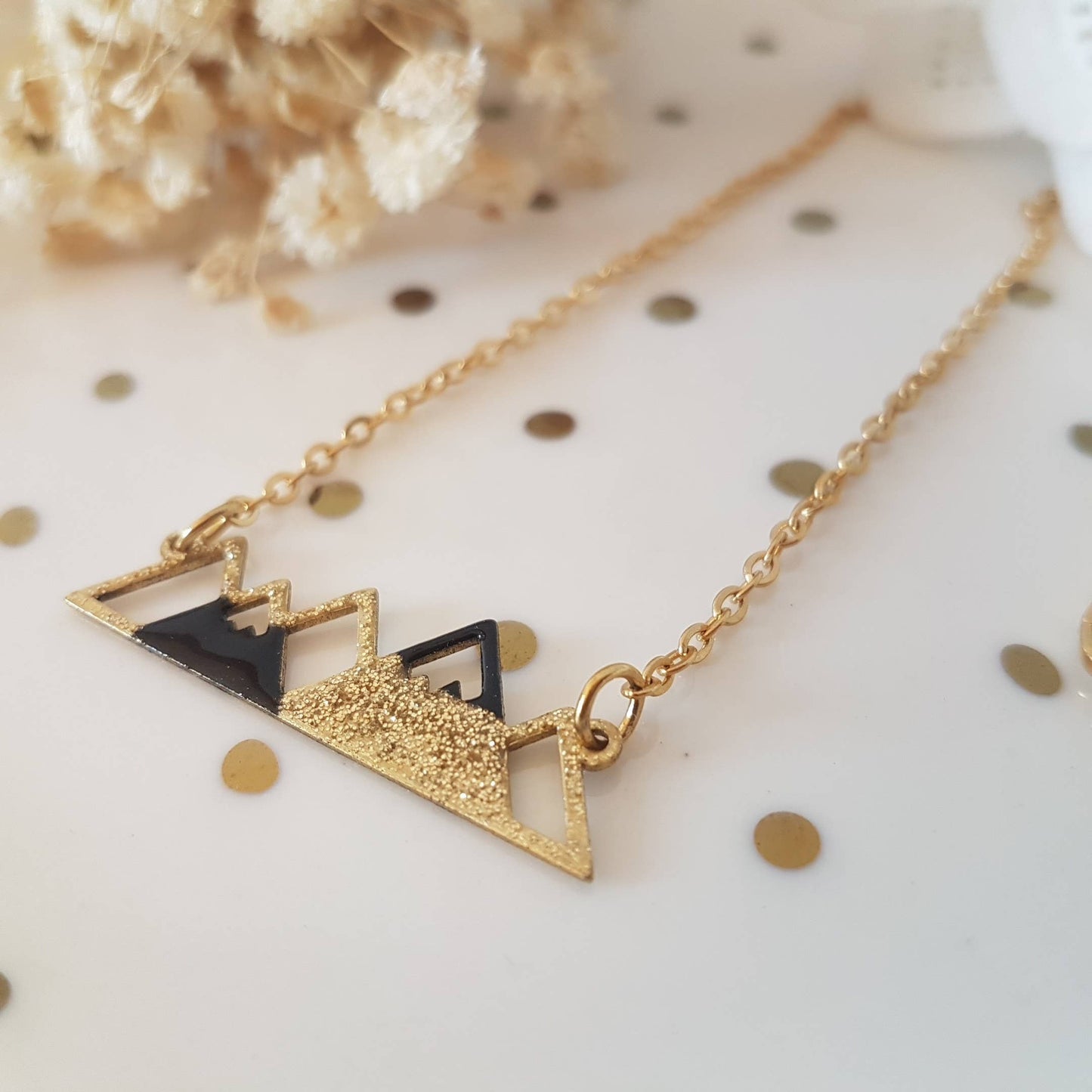 Collier long Montagnes chaine acier inoxydable