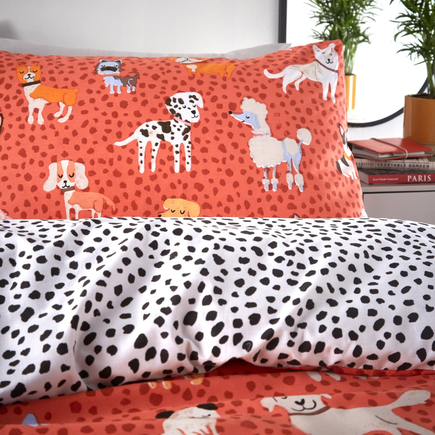 Ensemble de housse de couette Woofers pour chiens Coral: Corail / Roi