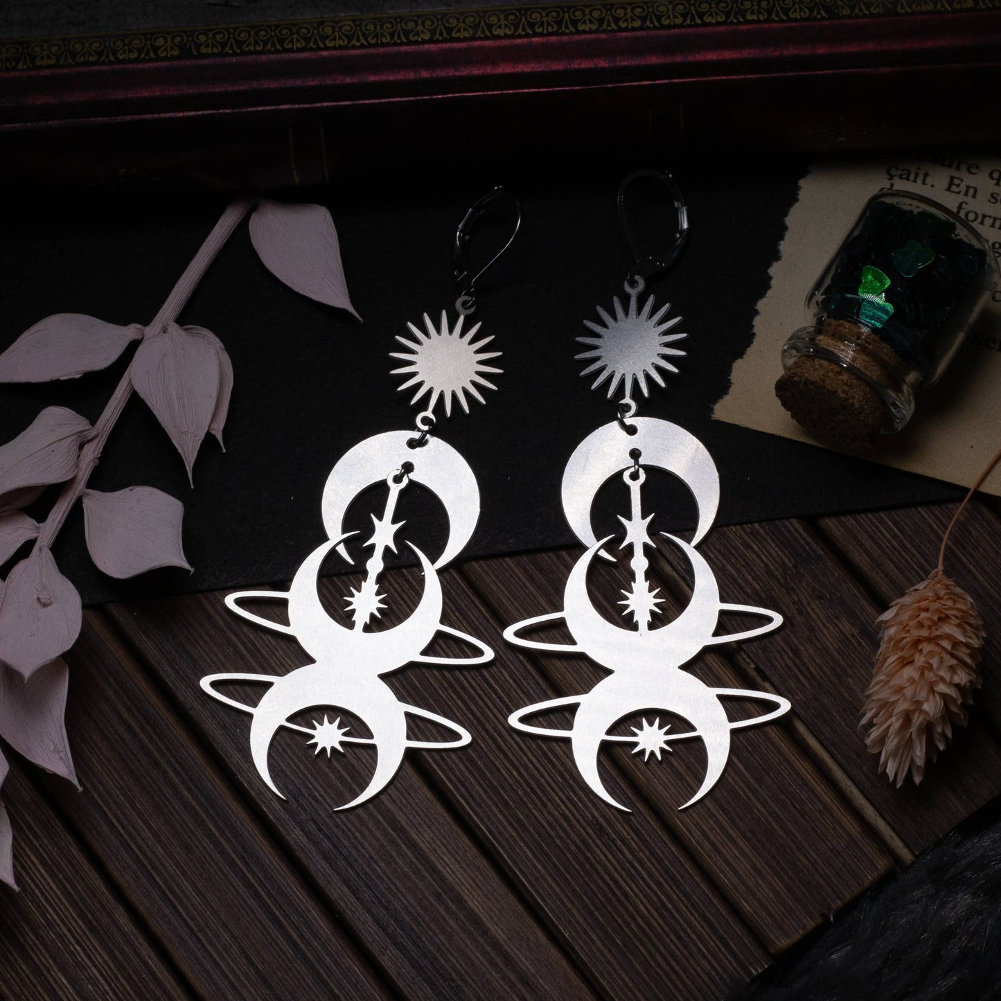 Bijoux Géométriques Célestes | Boucles Lune Acier | La Ptite Boutique