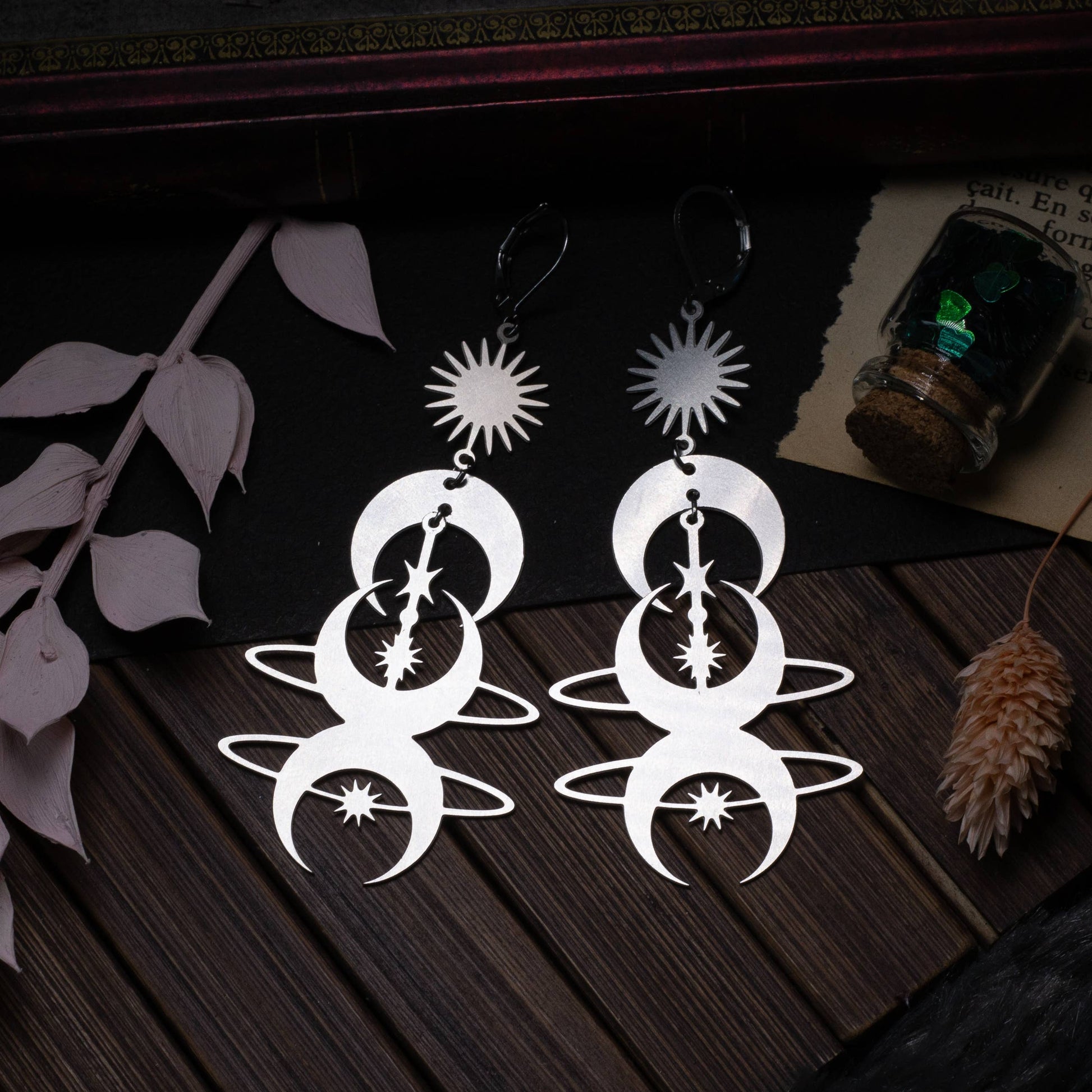 Bijoux Géométriques Célestes | Boucles Lune Acier | La Ptite Boutique