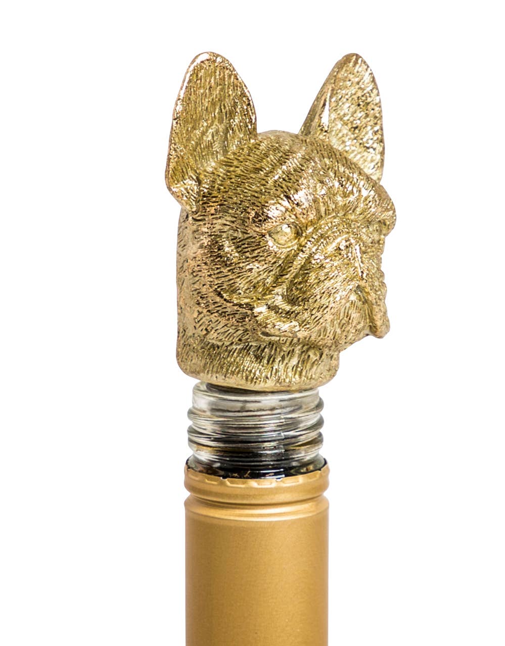 Bouchon de bouteille French Bulldog doré antique