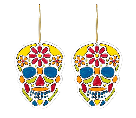 Créoles en forme de tête de mort en sucre peintes Day of the Dead