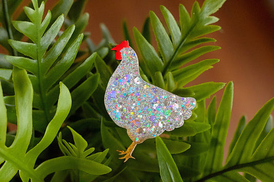 Broche en forme d'épingle à poulet - Fabriquée à la main