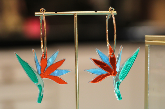 Boucles d'Oreilles en Acier Inoxydable avec Paillettes Multicolores – Éclat et Originalité